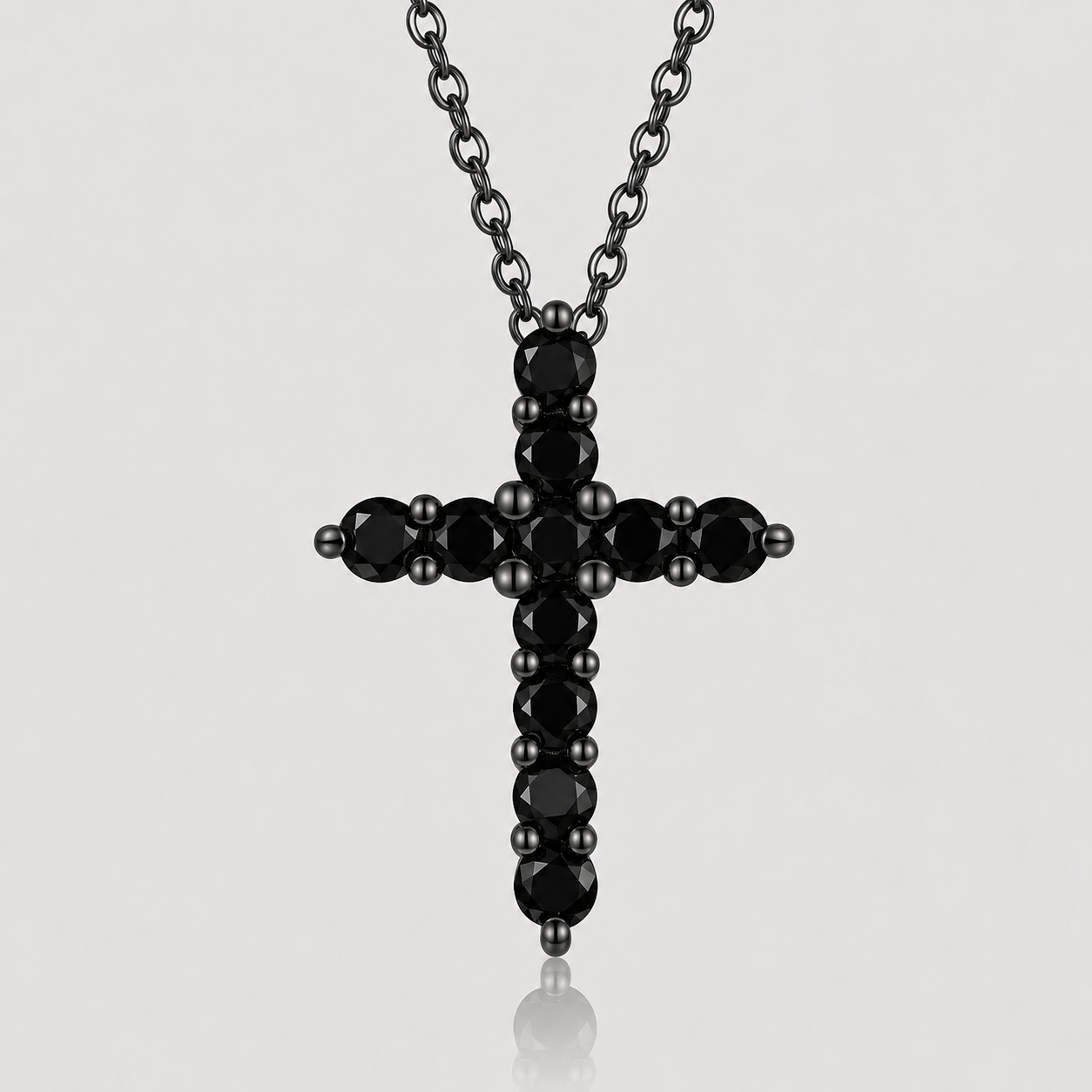 Colar Cruz Moissanite Ônix