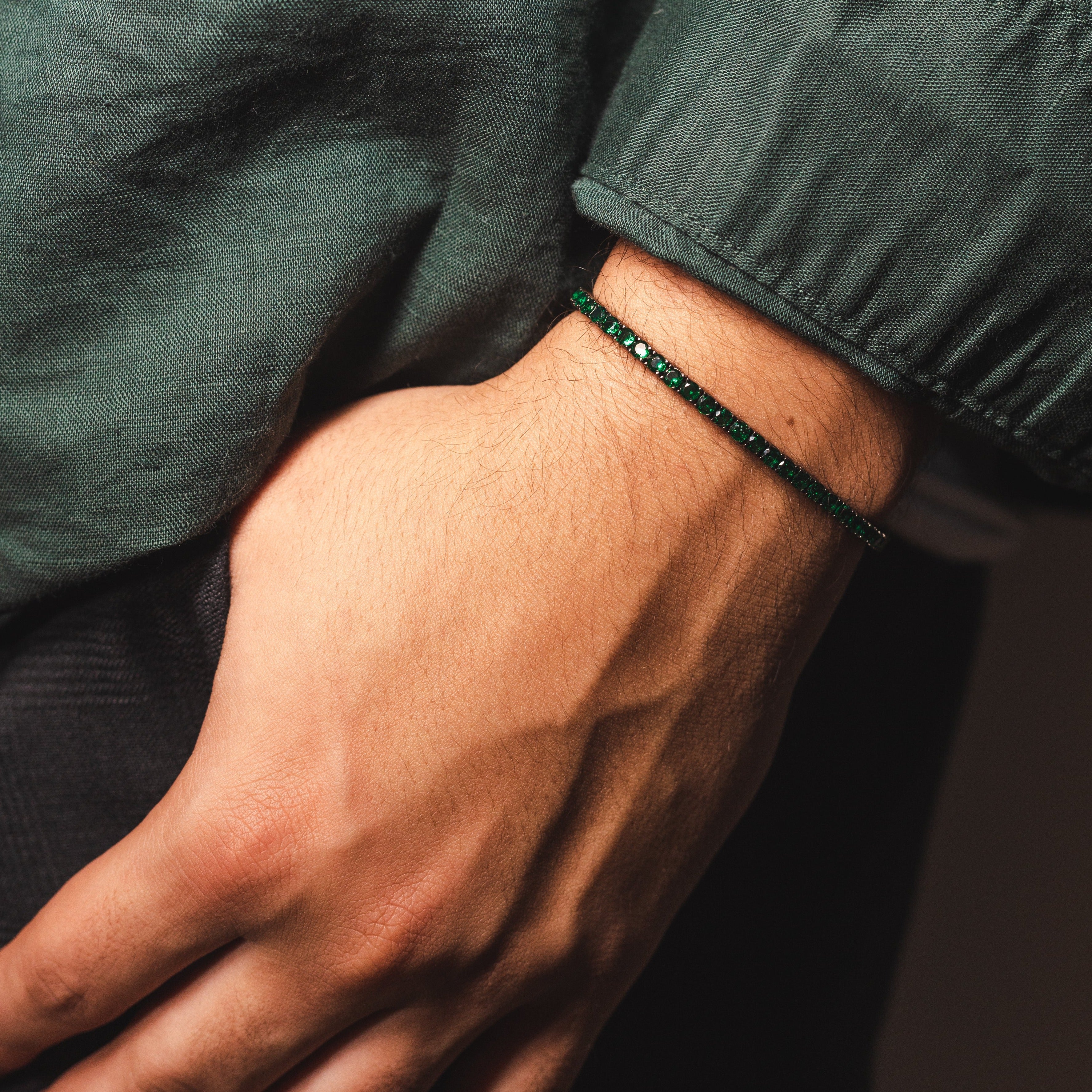 Riviera Zircônia Verde Esmeralda - Ródio Negro