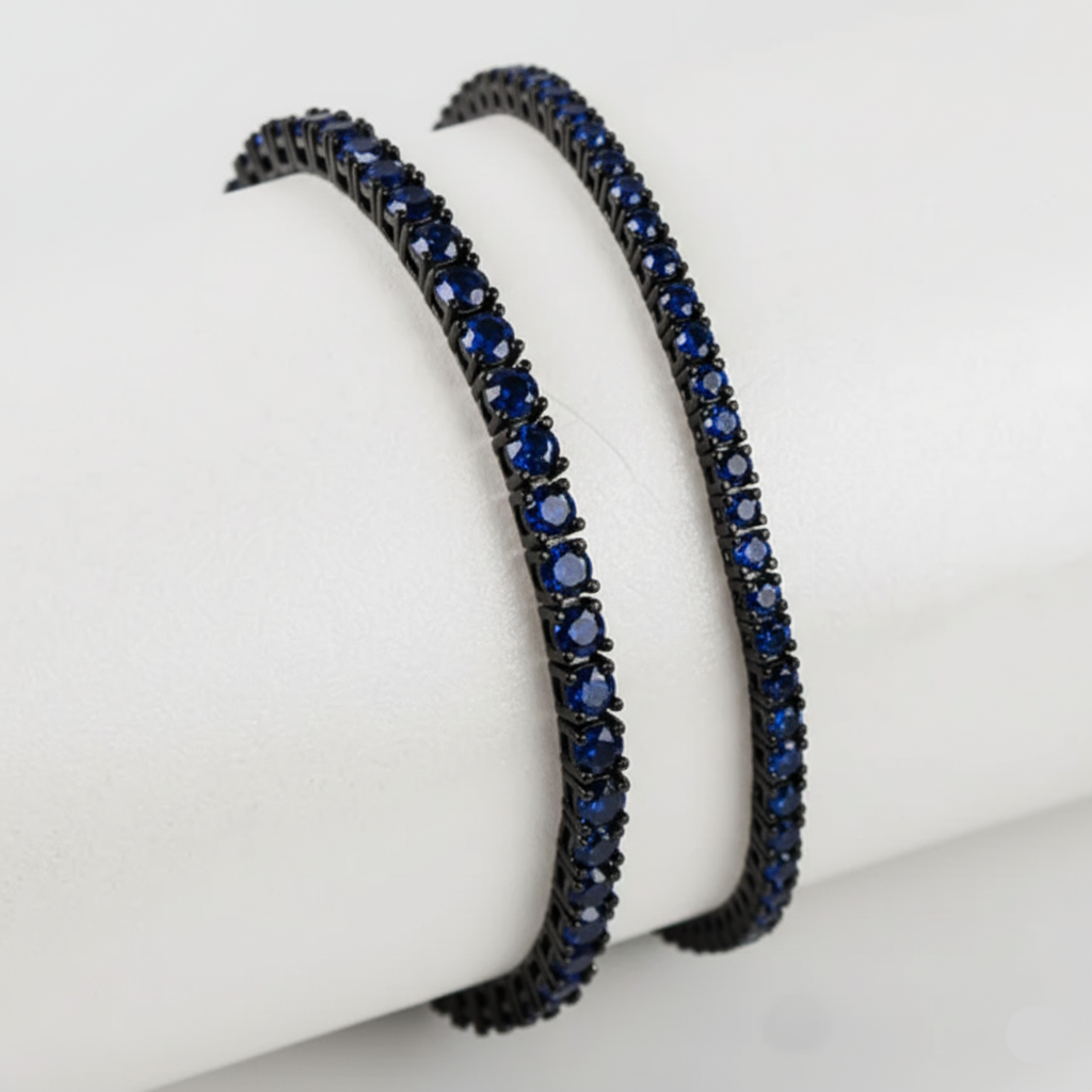 Riviera Moissanite Royal Blue - Ródio Negro