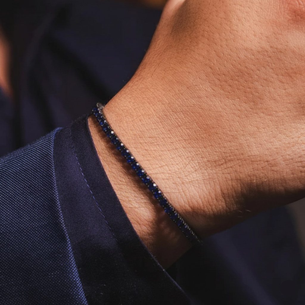 Riviera Moissanite Royal Blue - Ródio Negro