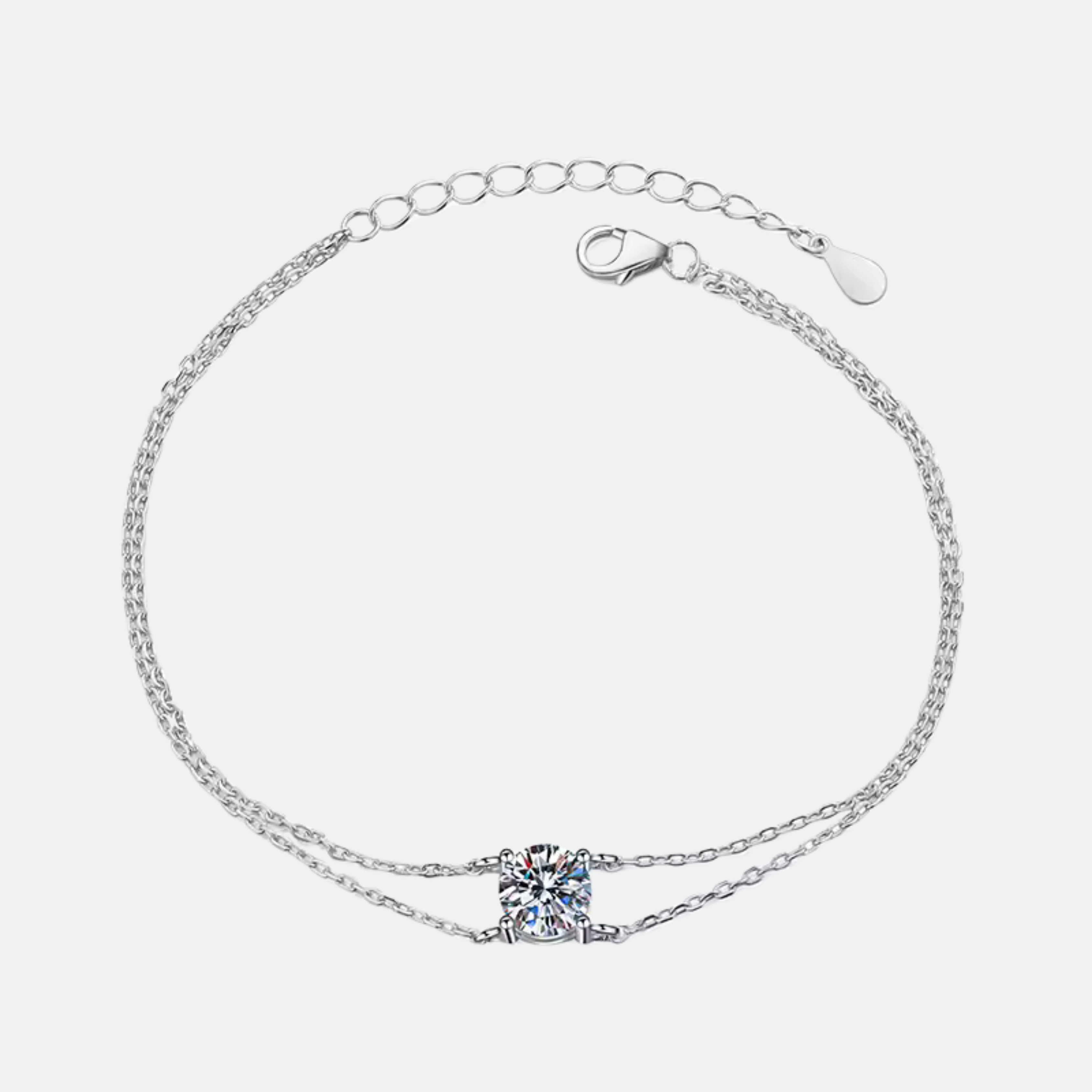 Pulseira Solitário Duas Cordas Moissanite