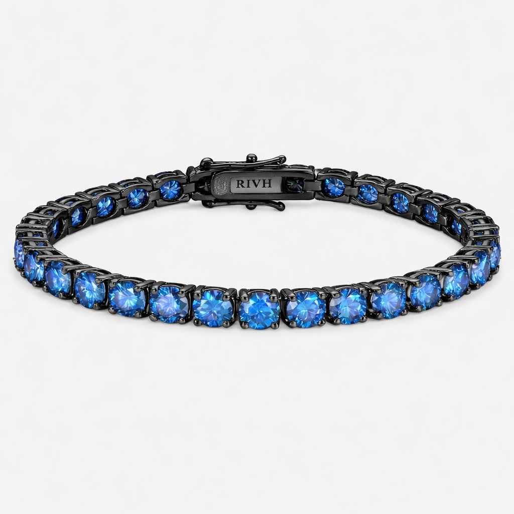 Riviera Moissanite Royal Blue - Ródio Negro