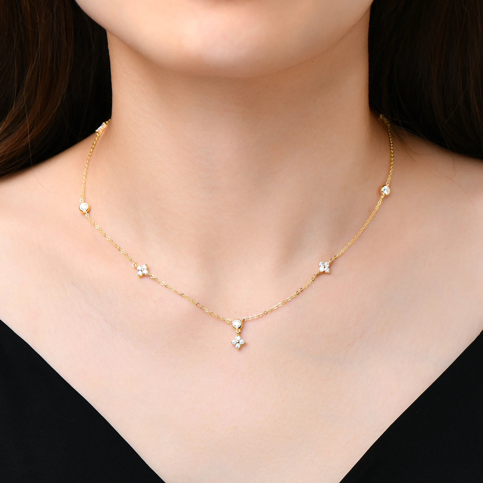 Colar Elos Bezel Moissanite