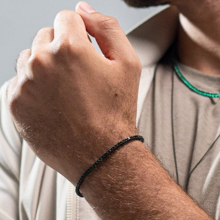 Riviera Zircônia Verde Esmeralda - Ródio Negro