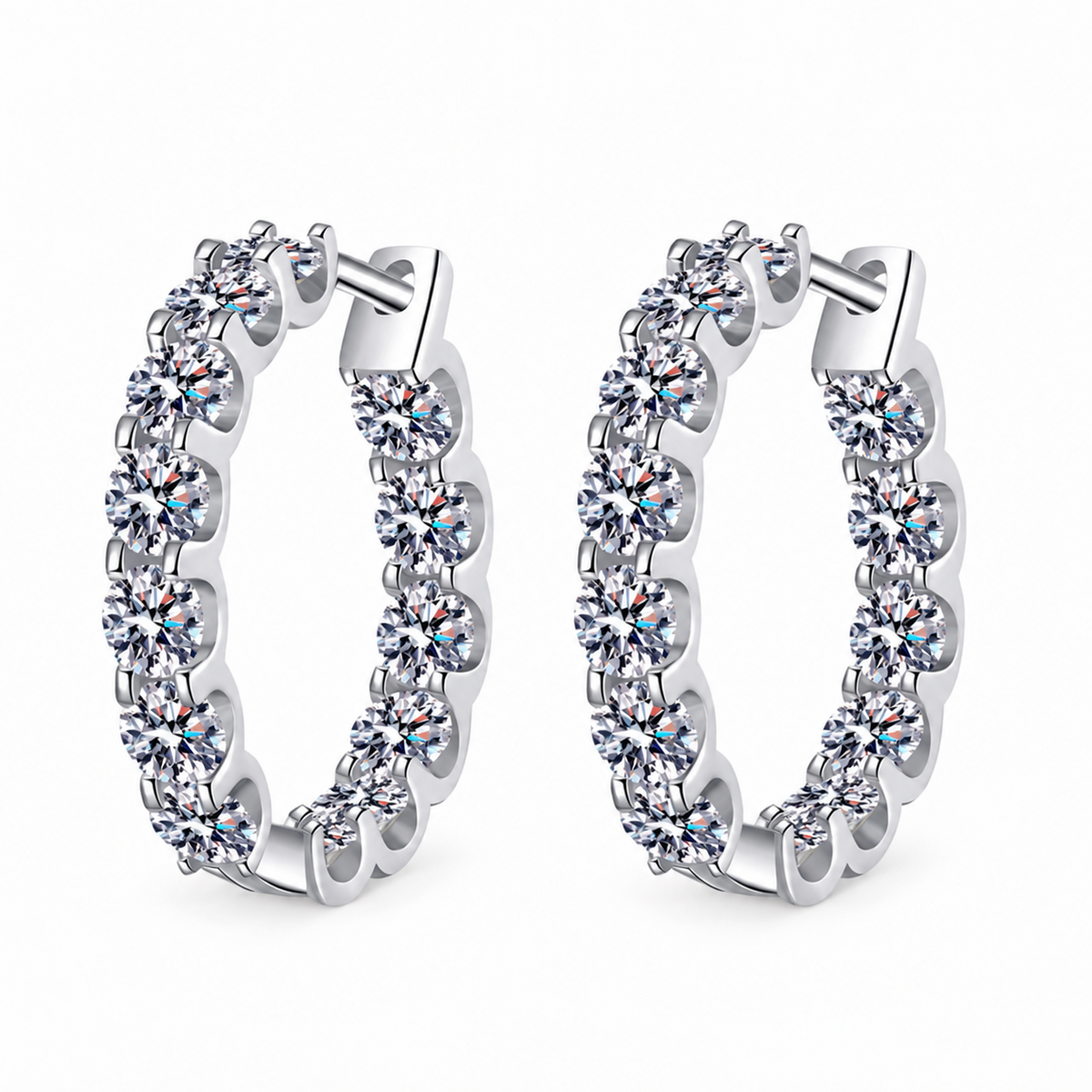 Brinco Argola Moissanite 12 pedras