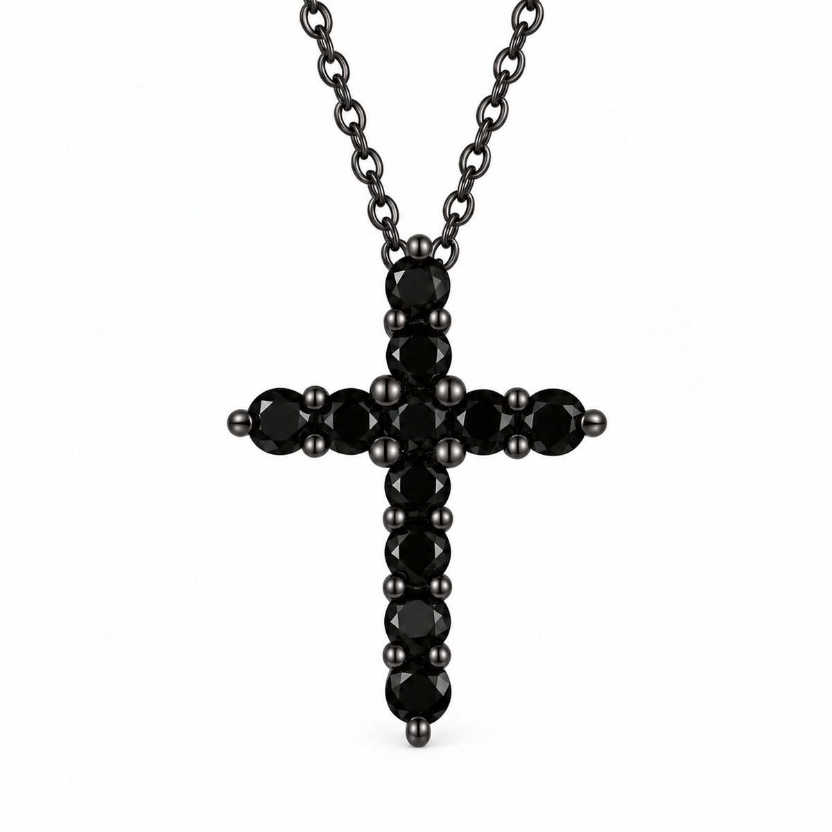 Colar Cruz Moissanite Ônix