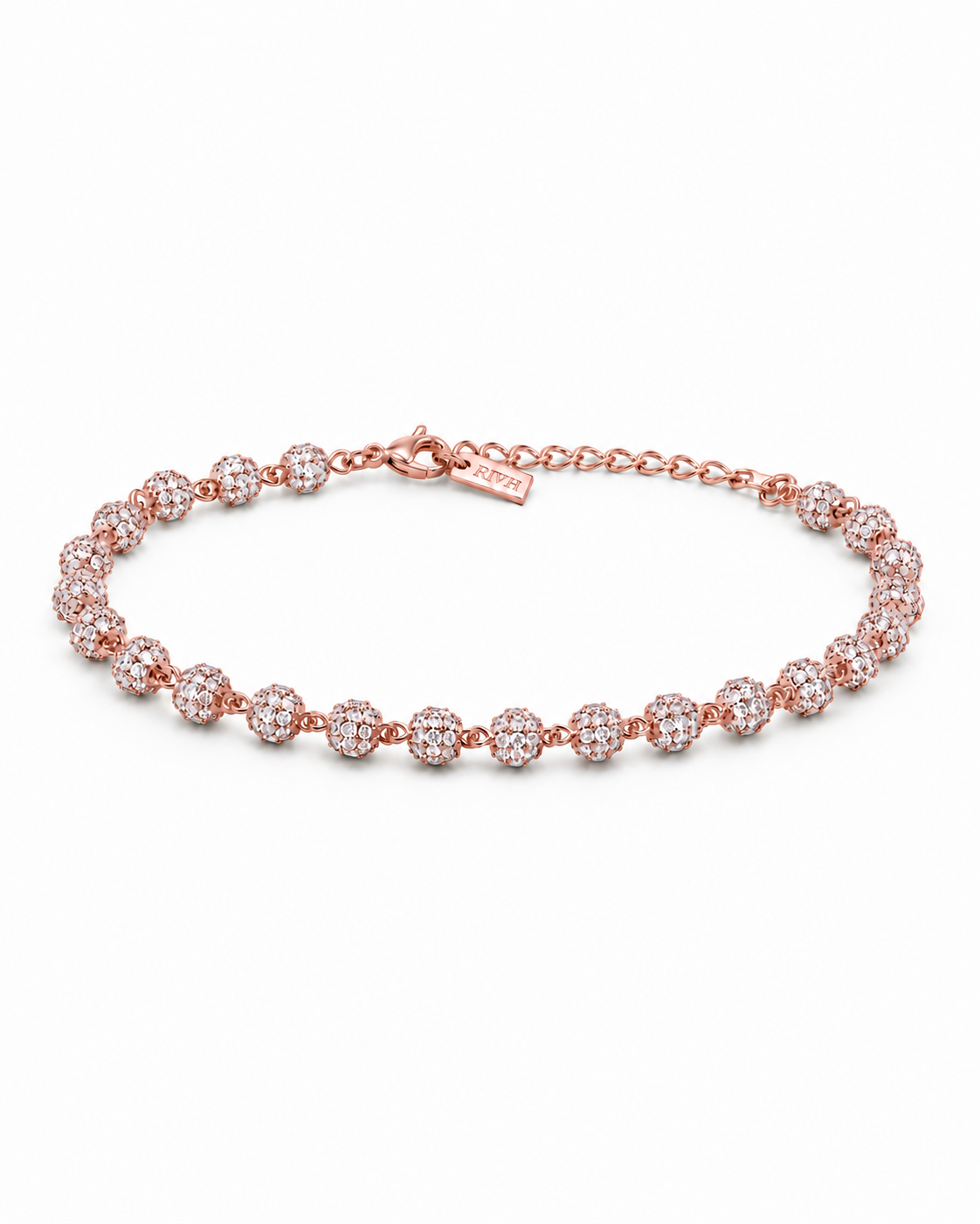 Riviera Gênesis em Prata 925 com moissanite incolor e banho de ouro rosé, regulável de 16 a 21 cm