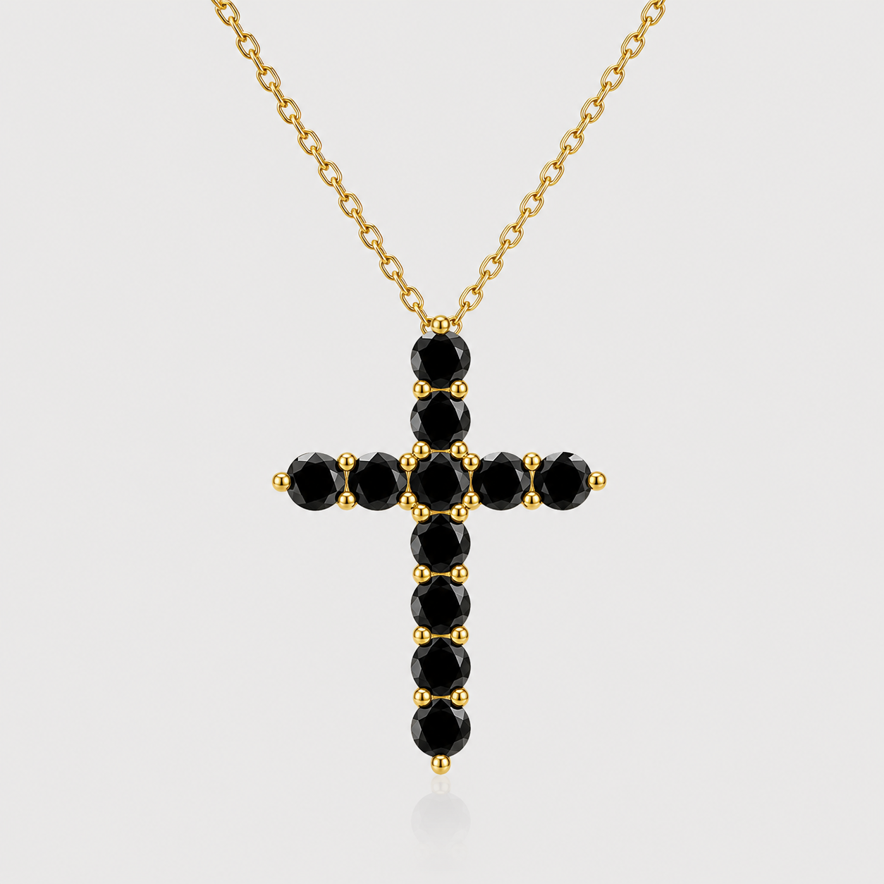 Colar Cruz Moissanite Ônix