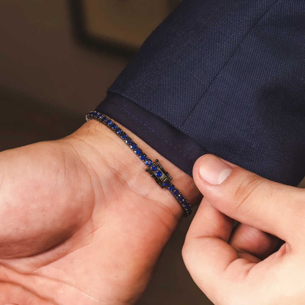 Riviera Moissanite Safira - Ródio Negro