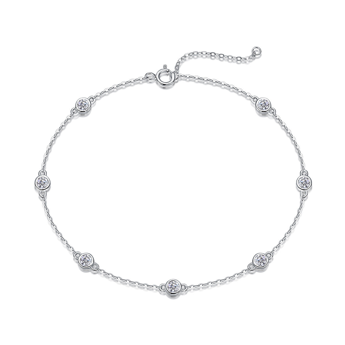 Pulseira Bezel 7 Pedras Moissanite