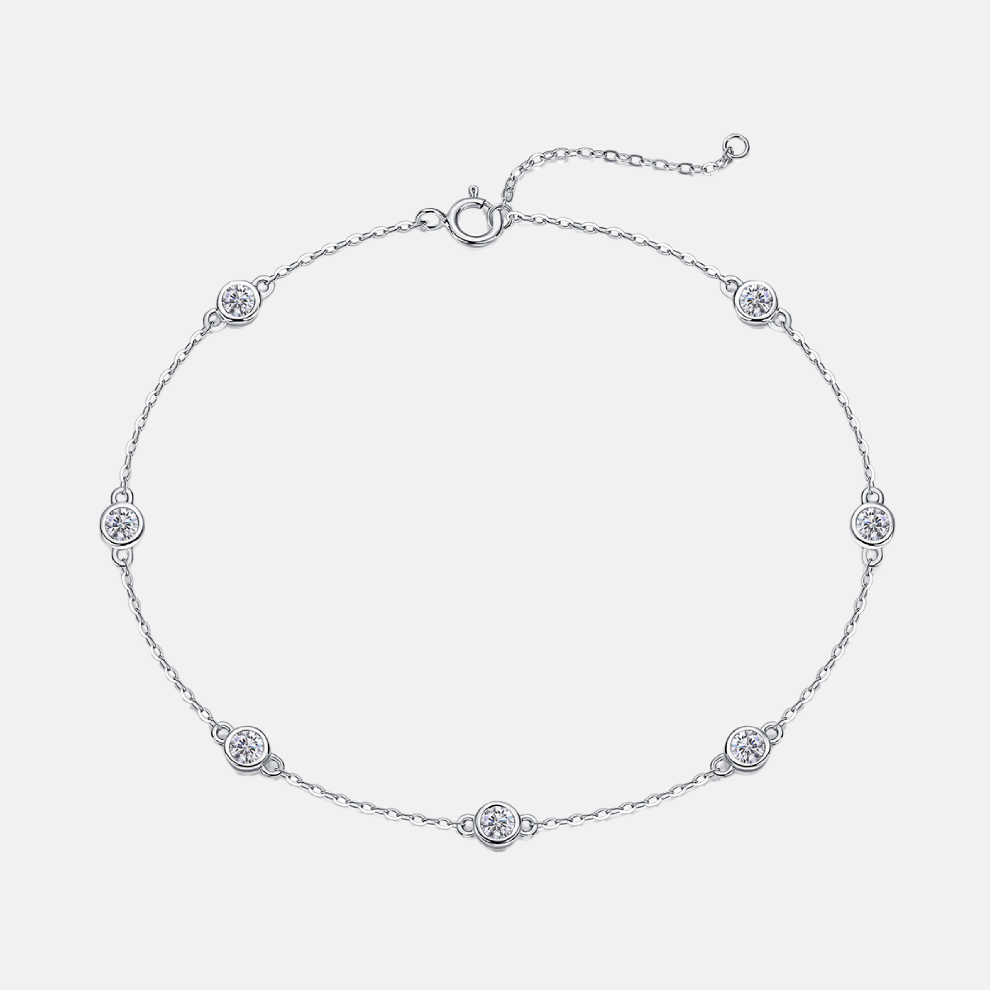 Pulseira Bezel 7 Pedras Moissanite