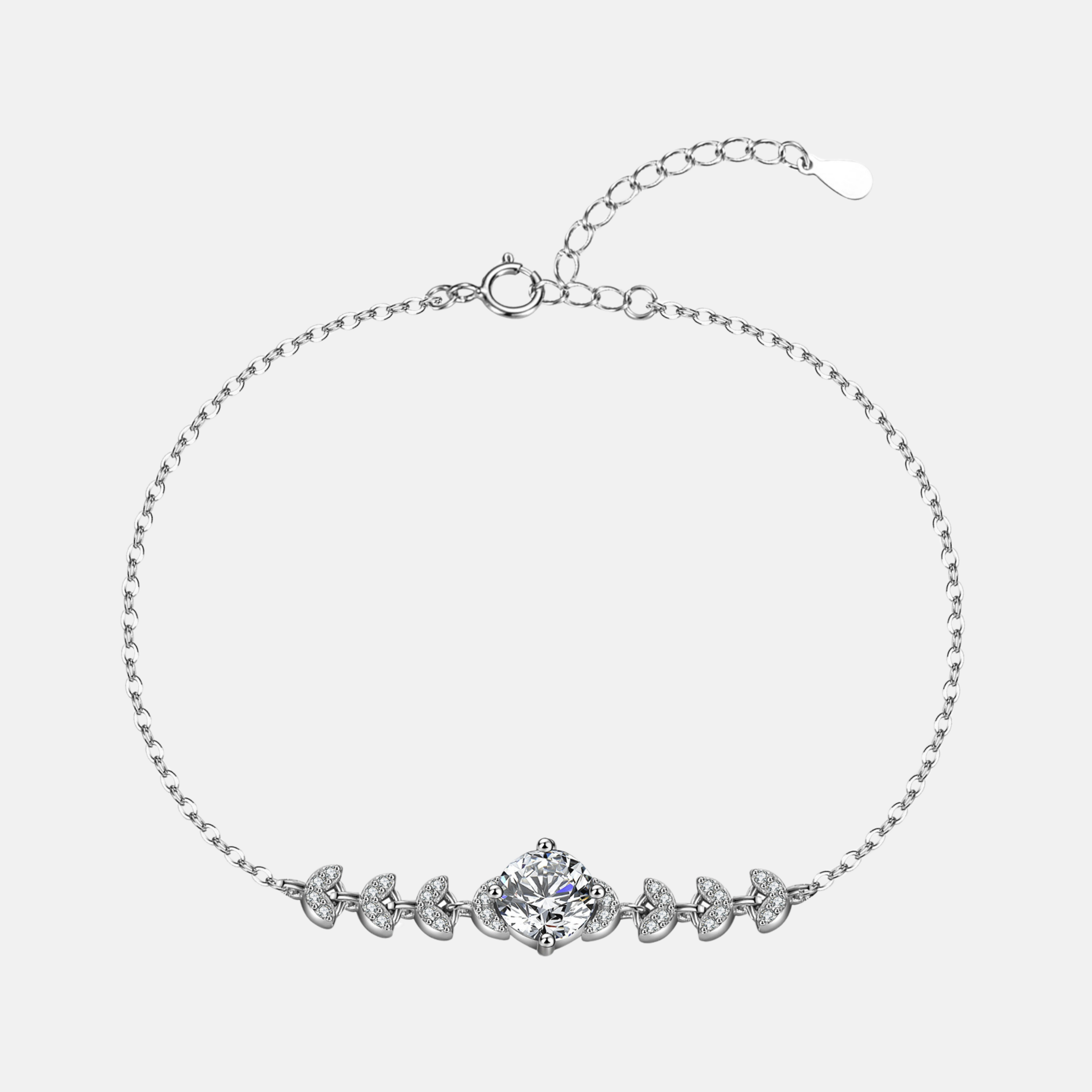 Pulseira Leaf Solitário Moissanite