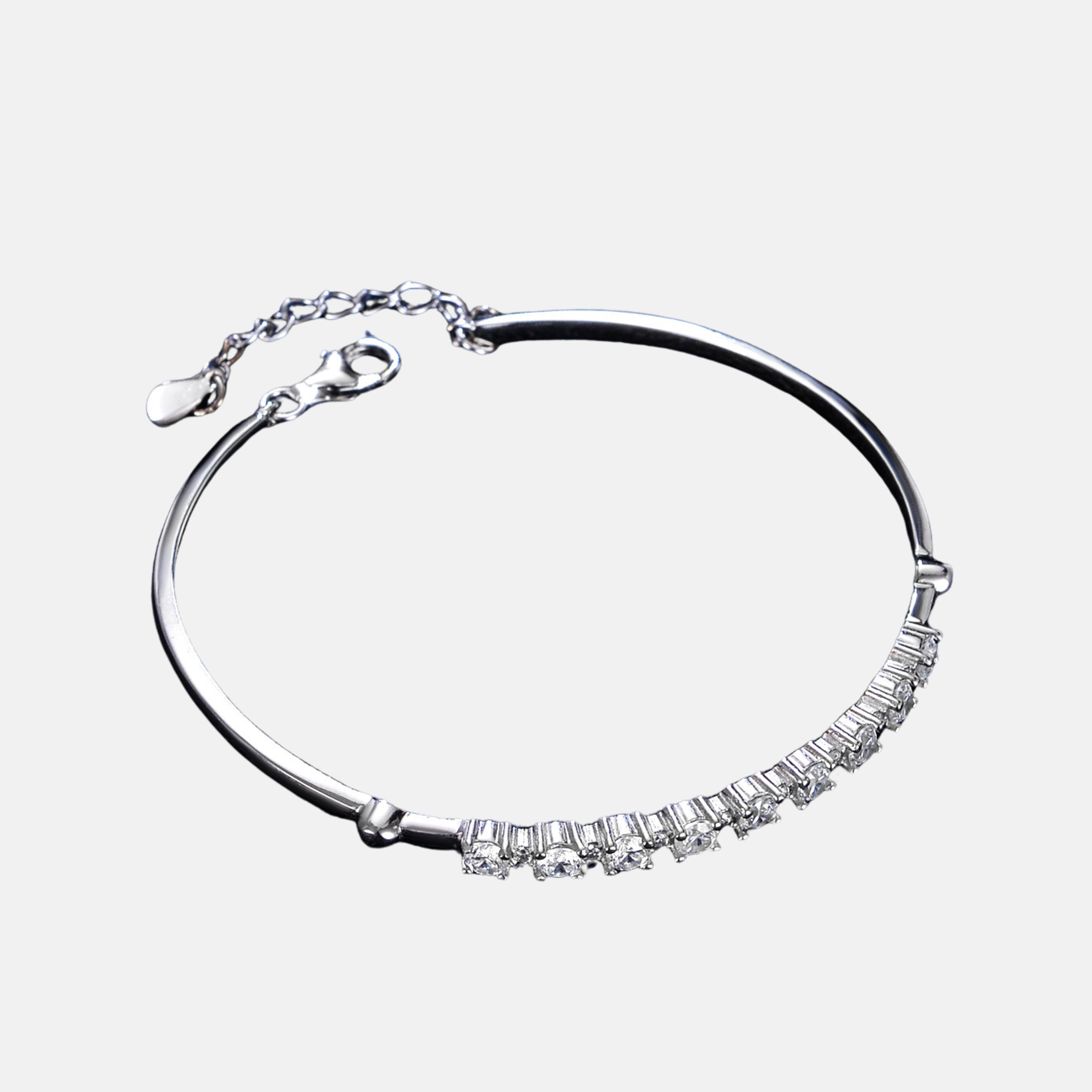 Pulseira Meia Riviera Rígida Moissanite