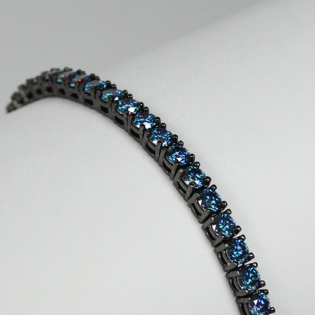 Riviera Moissanite Royal Blue - Ródio Negro