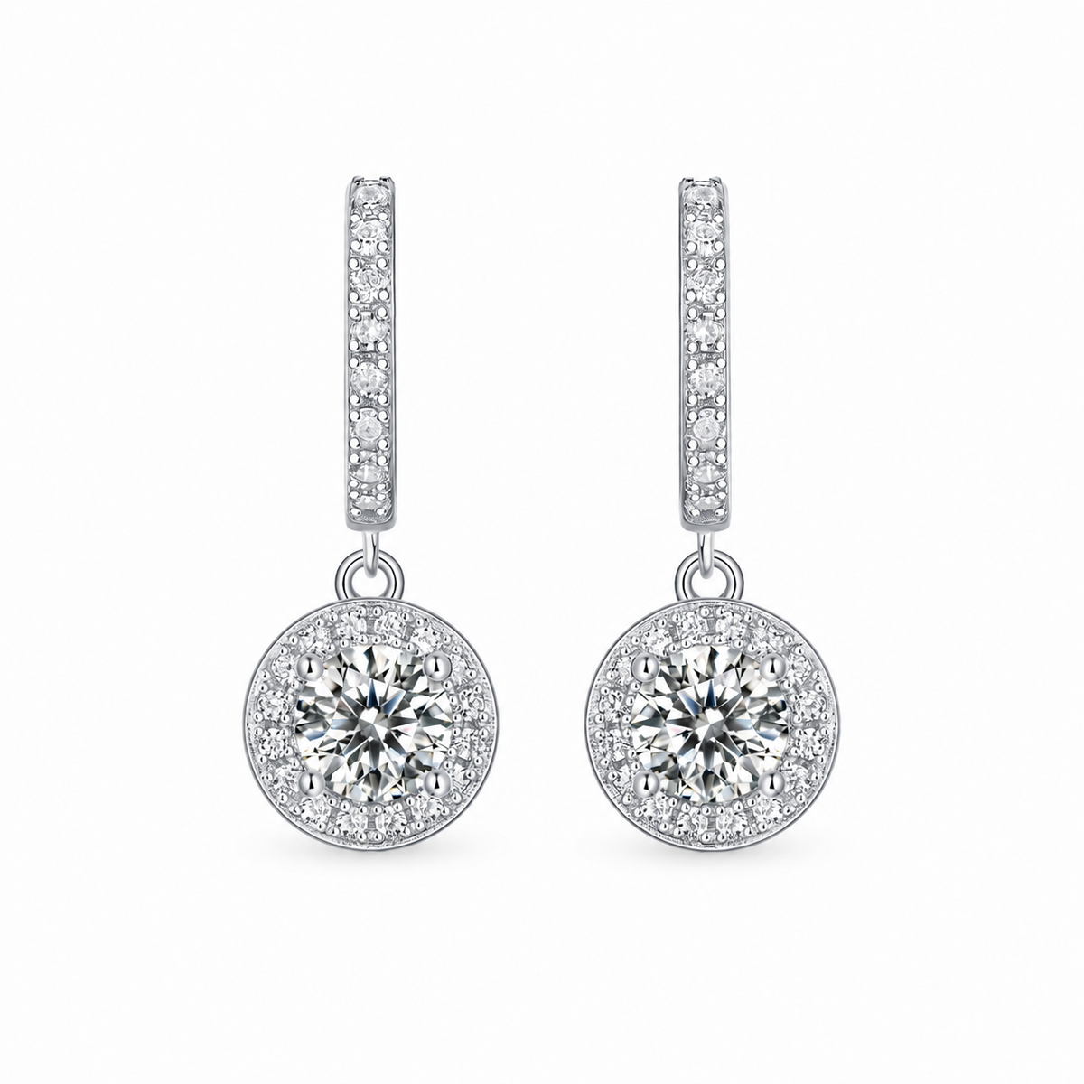Brinco Argola Classic Moissanite e Zircônias