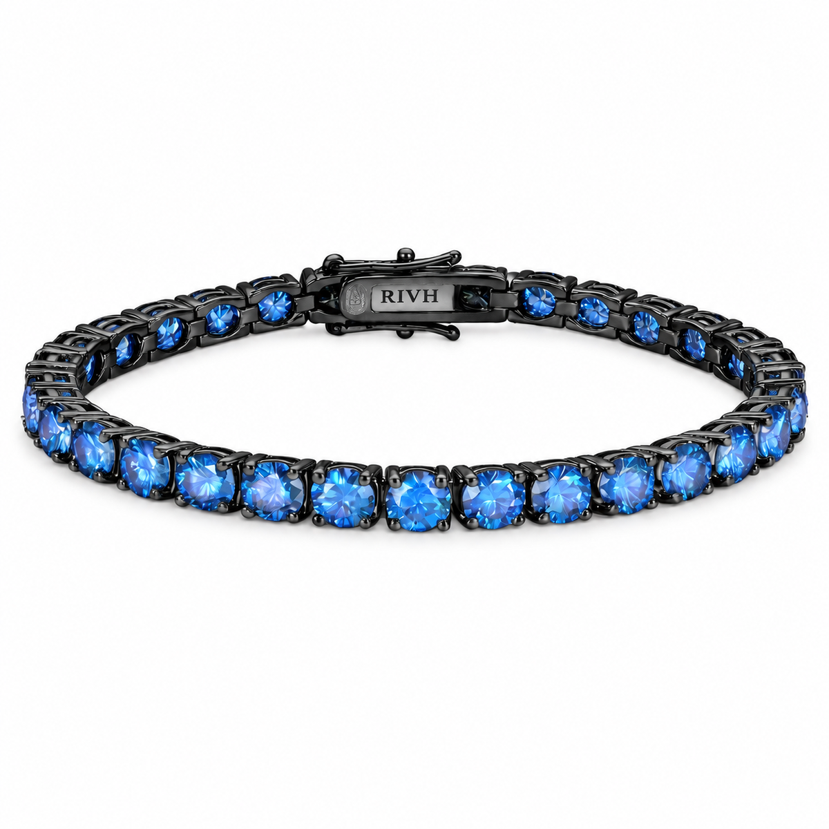 Riviera Moissanite Royal Blue - Ródio Negro