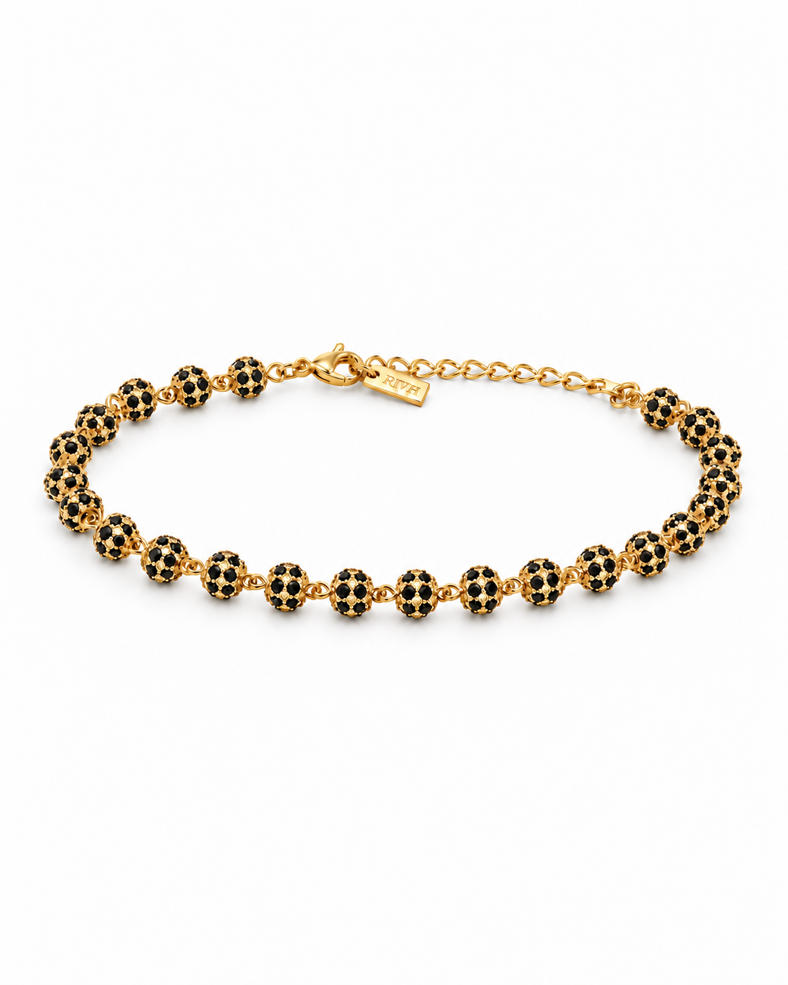 Riviera Gênesis em Prata 925 com moissanite black e banho de ouro amarelo, regulável de 16 a 21 cm