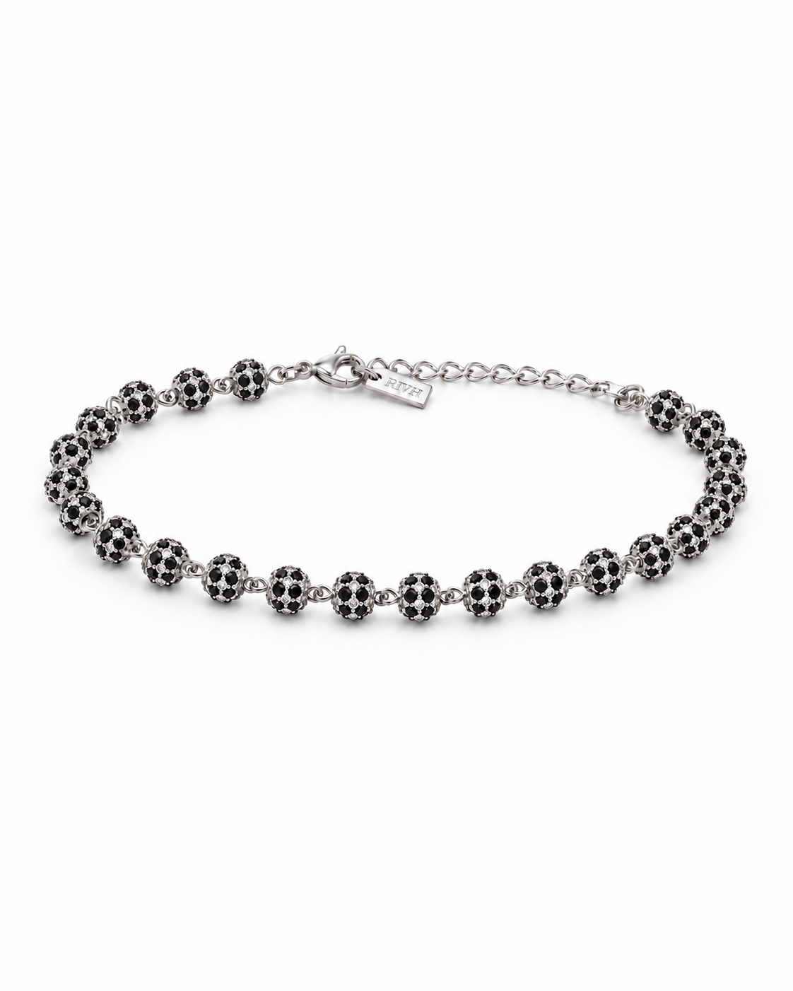 Riviera Gênesis em Prata 925 com moissanite black e banho de ouro branco, regulável de 16 a 21 cm