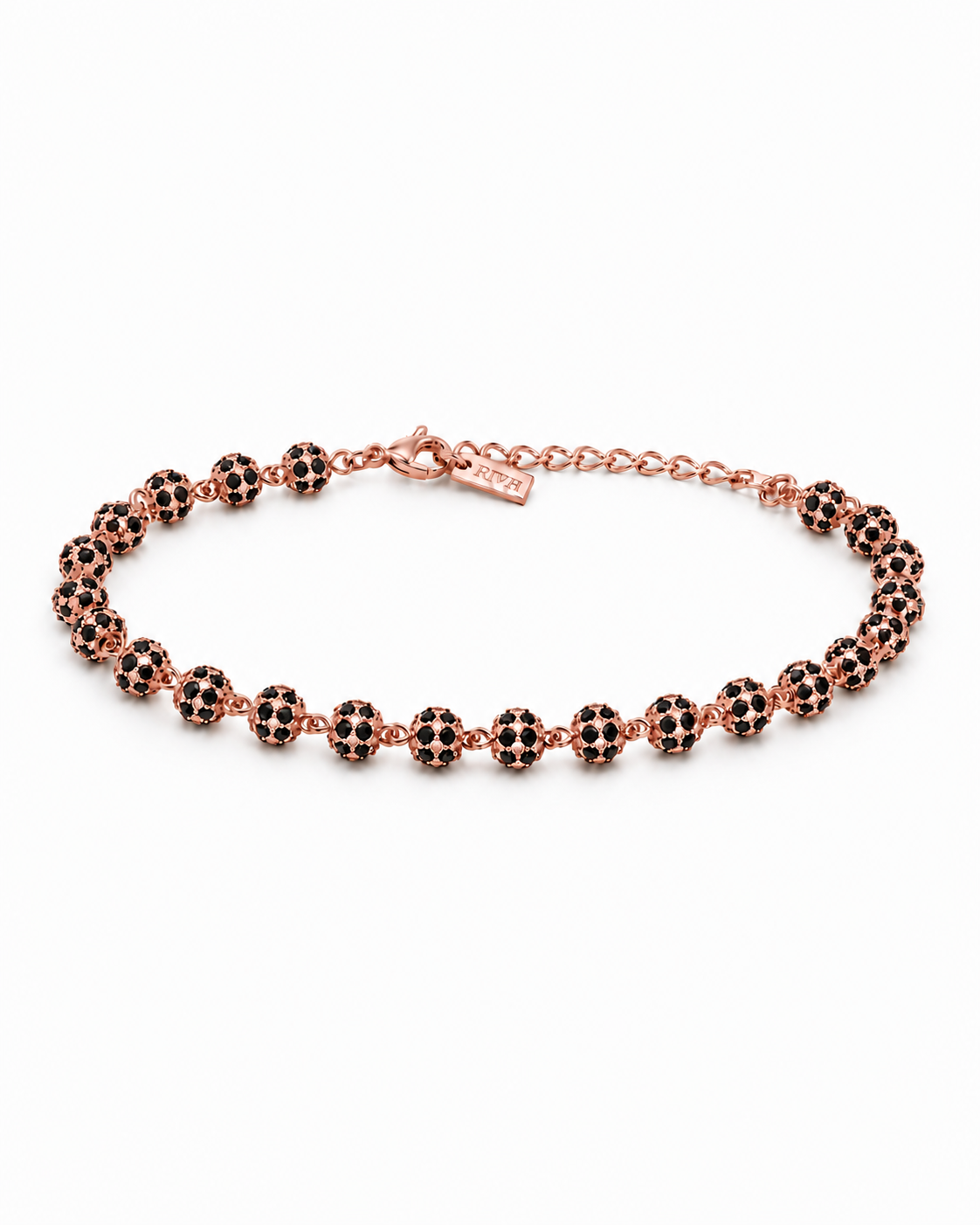 Riviera Gênesis em Prata 925 com moissanite black e banho de ouro rosé, regulável de 16 a 21 cm